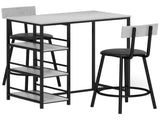 Three-Piece Kitchen Dining Set, with Shelves - Grey/Black T3398P343524