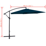 Cantilever Garden Parasol Solid blue Polyester, Steel 3m Diameter 42201