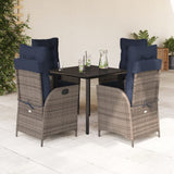 5 Piece Garden Dining Set with Cushions Grey Poly Rattan 3213306
