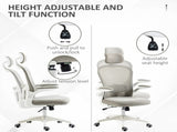 Multi-Adjustable Office Chair, with Lumbar Support, Headrest and Mesh Back - Grey T3398P329884
