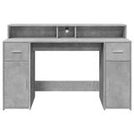 Desk with LED Lights Concrete Grey 140x55x91 cm Engineered Wood 3309423