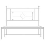 Metal Bed Frame without Mattress with Headboard White 107x203cm 374384