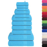 12 Piece Towel Set Turquoise 360 gsm 100% Cotton 137108
