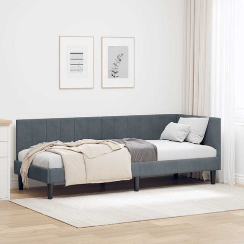 Corner Bed Frame with Headboard Dark grey 80 x 200 cm Velvet 42016329