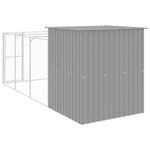 Dog House with Run Light Grey 165x455x181 cm Galvanised Steel 3189104