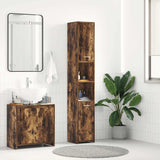Bathroom Cabinet Smoked Oak 30x30x183.5 cm Engineered Wood 815519