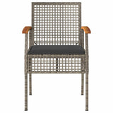 Garden Chairs with Cushions 4 pcs Grey Poly Rattan Acacia Wood 366252
