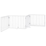 Dog Gate with Door Foldable 4 Panels White 320 cm Poplar Wood 352185