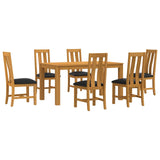 Dining Set 7 pcs Black Solid Oak Wood 3430373