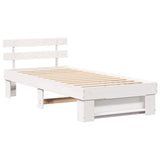 Bed Frame with Headboard White 75 x 190 cm Solid Pine Wood 872510