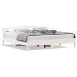 Bed Frame White Solid pine wood, Plywood slats Double Durable 3216189