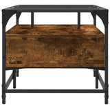 Coffee Table with Glass Top Smoked Oak 98.5x50x45 cm Steel 846046