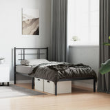 Bed Frame Black Powder-Coated Steel Single Bed Frame 355554