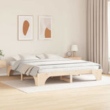 Bed Frame Natural 200 x 200 cm Solid Pine Wood 872932