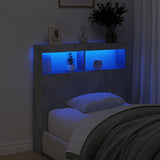 Headboard Cabinet with LED Concrete Grey 100x17x102 cm 839185