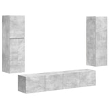 TV Cabinet Set Wall-mounted 4 pcs Concrete Grey Engineered Wood 3409036