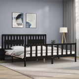 Bed Frame without Mattress Black 200x200 cm Solid Wood Pine 3192450