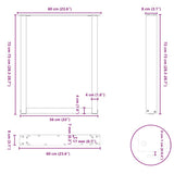 Dining Table Legs U-Shaped 2 pcs Black 60x cm Steel 4013180
