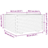 ZNTS Garden Planter Wax Brown 90x90x49.5 cm Solid Wood Pine 3282536