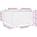 ZNTS Garden Planter White 90x90x49.5 cm Solid Wood Pine 3282535