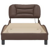 Bed Frame with LED without Mattress "Hvar" Brown 90x190 cm 3213901