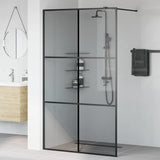 Walk-in Shower Wall Black 115 x 195 cm Tempered Glass 42022045