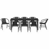 Garden Dining Set 9 pcs Black Powder-Coated Steel 3379386