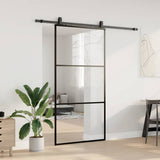 Sliding Door with Hardware Set Black 102x205 cm ESG Glass 3375923