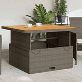 Garden Table Grey 110x110x71 cm Poly Rattan and Acacia Wood 368273