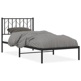 Metal Bed Frame without Mattress with Headboard Black 90x190cm 374429