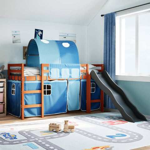Kids' Loft Bed with Tunnel Blue 80x200 cm Solid Wood Pine 3309099