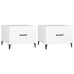 Coffee Table with Metal Legs 2 pcs White 50x50x40 cm 812727
