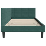 Corner Bed Frame with Headboard Dark green 100 x 200 cm Velvet 42016440