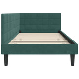 Corner Bed Frame with Headboard Dark green 100 x 200 cm Velvet 42016440