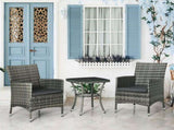 3 Pieces Rattan Bistro Set, Wicker Garden Furniture Set with 2-Tier Coffee Table and Chairs, T3398P313651