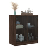 Side Cabinet with Glass Doors Brown Oak 68x37x75.5 cm 836426
