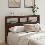Headboard Cabinet with LED Brown Oak 160x17x102 cm 839209
