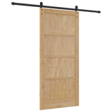 Sliding Door 93 x 202 cm Engineered Wood Natural and Black 3449986