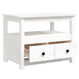 ZNTS Coffee Table White 71x49x55 cm Solid Wood Pine 820937