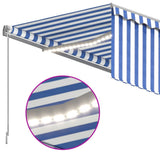 3069421 Manual Retractable Awning with Blind&LED 4x3m Blue&White