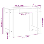 ZNTS Desk White 100x45x75 cm Engineered Wood 860427