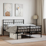 Metal Bed Frame without Mattress with Footboard Black 140x200cm 355678