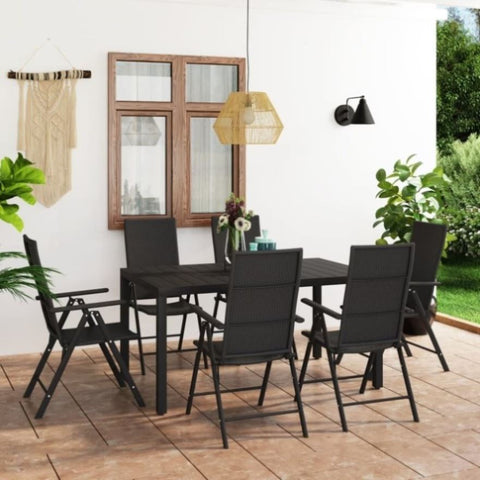 ZNTS 7 Piece Garden Dining Set Black 3060061