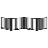 Dog Gate with Door Foldable 4 Panels Black 320 cm Solid Wood Fir 352289