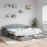 Daybed with Trundle&Drawers without Mattress Light Grey 90x190 cm Single 3197603