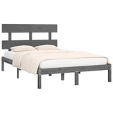 Bed Frame Grey Solid Pine Wood 200x200 cm Durable Bed Frame 3104695