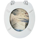 WC Toilet Seats with Lid 2 pcs MDF Beach Design 3056410