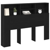 Headboard Cabinet Black Oak 140 x 19 x 103.5 cm Engineered Wood 862752