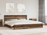 Bed Frame with Headboard Old Wood 200 x 200 cm Solid Pine Wood 3411710