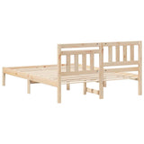 Bed Frame with Headboard Brown 135 x 190 cm Solid Pine Wood 872239